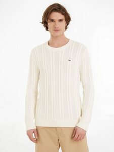 Tommy Jeans Strickpullover TJM REG CABLE SWEATER, Weiß