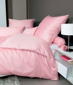 Bettwäsche Colors 31001 in Gr. 135x200, 155x220 oder 200x200 cm, 100% Baumwolle, Janine, Mako-Satin, 2 teilig, feinfädige uni Bettwäsche für alle Jahreszeiten, Markenreißverschluss, Rosa