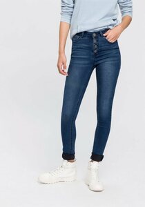Arizona Skinny-fit-Jeans Ultra Stretch High Waist mit durchgehender Knopfleiste, Blau