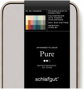 Spannbettlaken PURE in Gr 90x200, 140x200 oder 180x200 cm, Bio-Baumwolle mit Elasthan, Schlafgut, Jersey, Gummizug: rundum, (1 Stück), Bettlaken für Matratzen bis 30 cm Höhe, dehnbar, blickdicht,