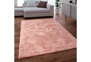 Fellteppich Kunstfell Soft 380, Paco Home, rechteckig, Höhe: 19 mm, Langflor, Kuschelteppich - besonders weich, Uni-Farben, Rosa