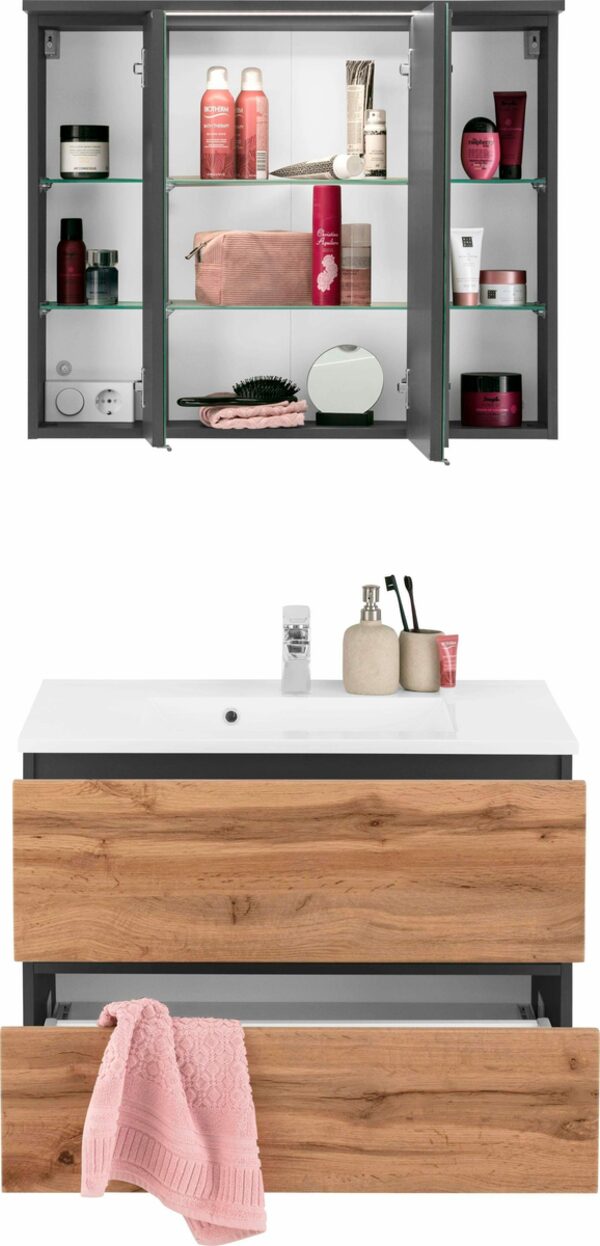 Bild 4 von HELD MÖBEL Badmöbel-Set Lucca, (2-St), Breite 80 cm, mit direkter LED-Beleuchtung