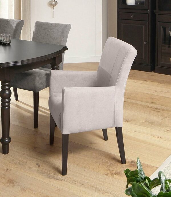 Bild 1 von Home affaire Stuhl Queen (Set, 6 St), Beine aus massiver Buche, wengefarben lackiert, Grau