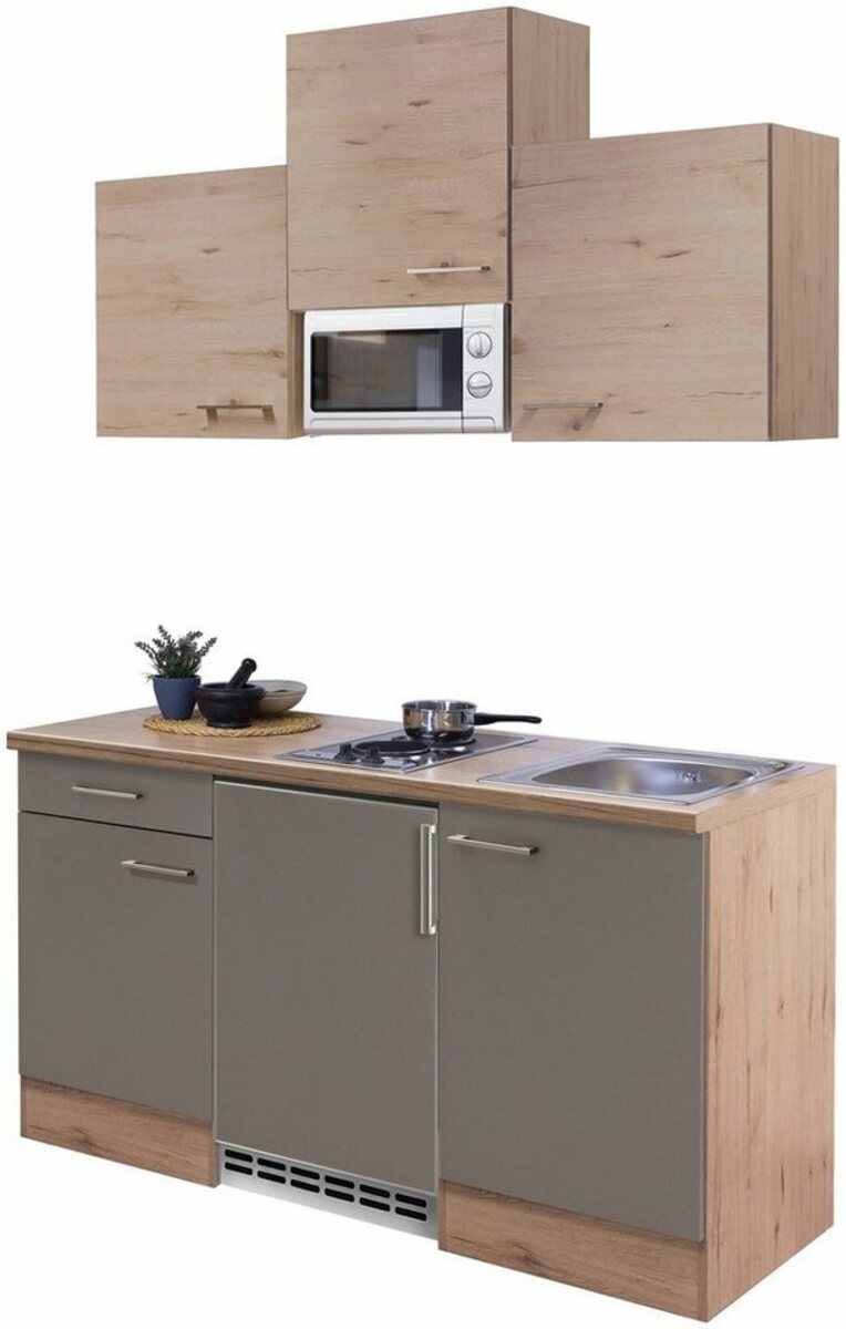 Bild 1 von Flex-Well Küchenzeile Riva, mit E-Geräten, Gesamtbreite 150,5 cm, Grau