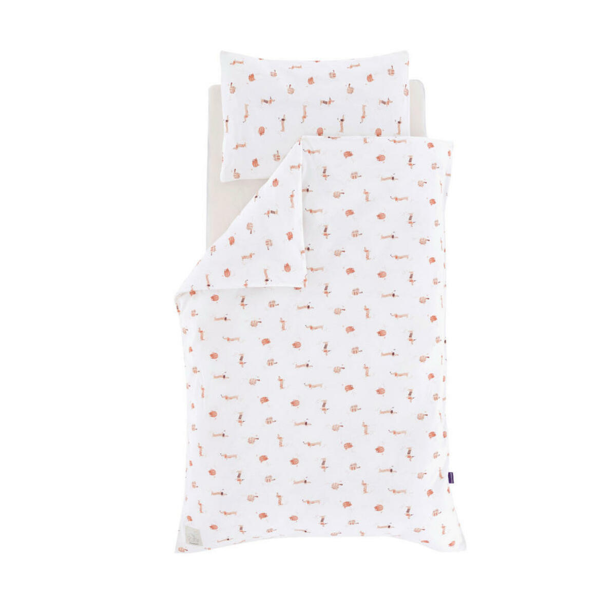 Bild 1 von Träumeland Babybettwäsche Cats & Dogs, Orange, Weiß, Textil, Tier, 80 cm, pflegeleicht, atmungsaktiv, hautfreundlich, schadstoffgeprüft, weiche und anschmiegsame Oberfläche, Babyheimtextilien, B