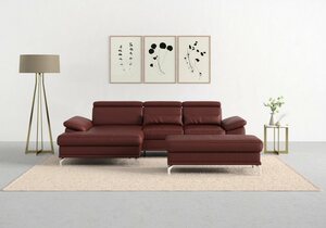 Sit&more Ecksofa Cabrio, mit Sitztiefen- und Armteilverstellung sowie Federkern, 2 Nierenkissen, Rot