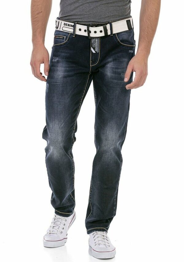 Bild 1 von Cipo & Baxx Regular-fit-Jeans mit markanter Waschung, Blau