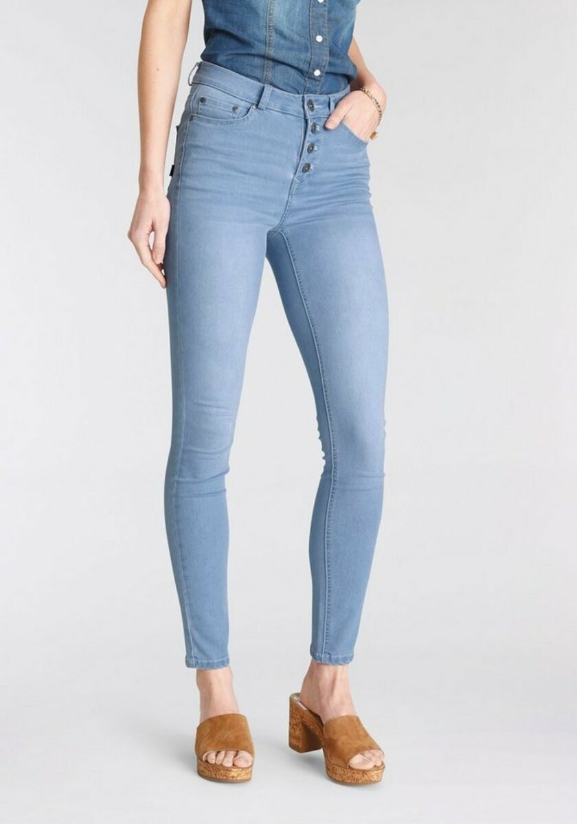 Bild 1 von Arizona Skinny-fit-Jeans Ultra Stretch High Waist mit durchgehender Knopfleiste, Blau