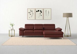 Sit&more Ecksofa Cabrio, mit Sitztiefen- und Armteilverstellung sowie Federkern, 2 Nierenkissen, Rot