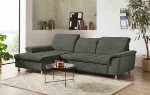 DOMO collection Ecksofa Franzi, wahlweise mit Kopfteilverstellung (dann Tiefe: 170 cm), Grün