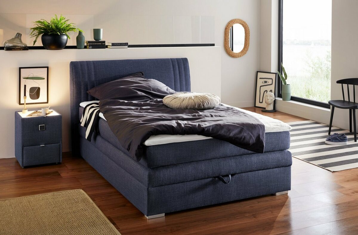 Bild 1 von Jockenhöfer Gruppe Boxspringbett Amira, mit Bettkasten und Topper, Blau