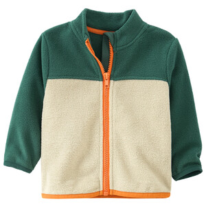 Baby Fleecejacke mit Stehkragen BEIGE / DUNKELGRÜN
