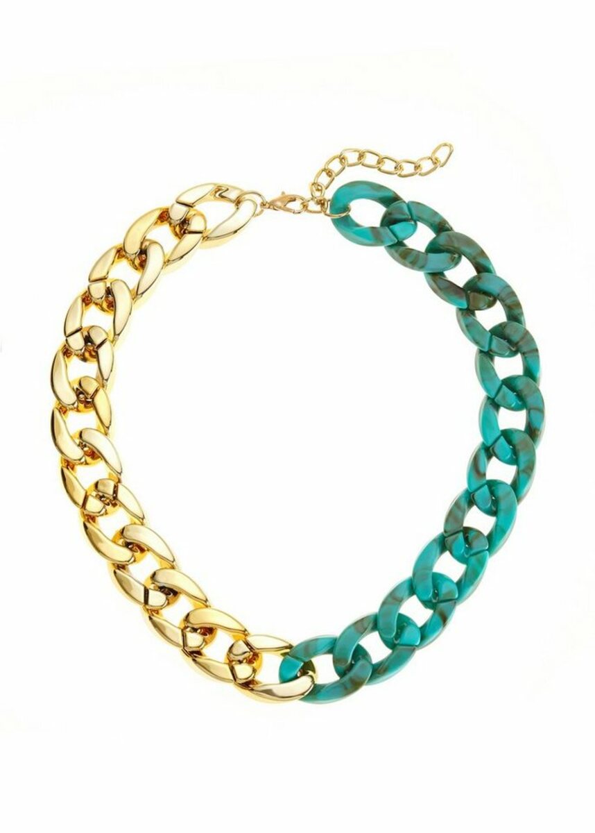 Bild 1 von LASCANA Panzerkette, in bicolor, Collier, Gliederkette, Halsschmuck, Halskette, Blau|goldfarben