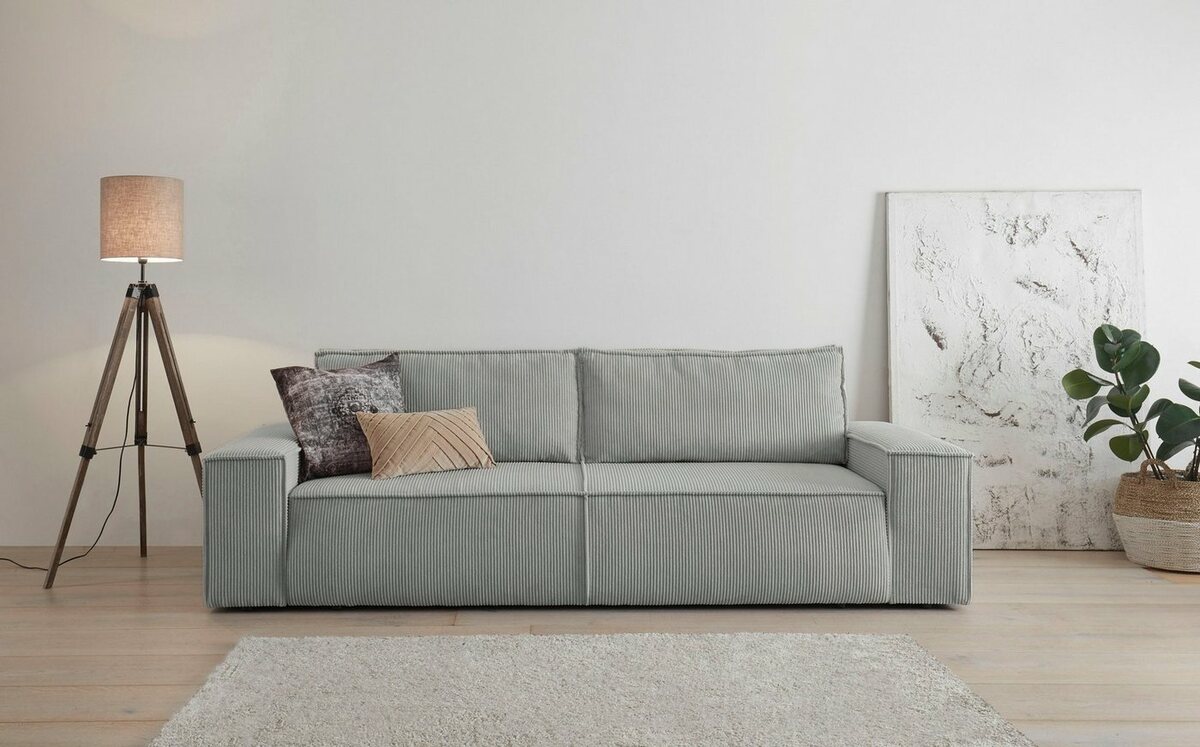 Bild 1 von Home affaire 3-Sitzer SHERWOOD, nachts: Schlafsofa (Liegefläche 200x136 cm), tagsüber: 3-Sitzer-Sofa., Grau|silberfarben