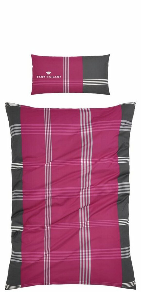 Bild 1 von Bettwäsche Ole in Gr. 135x200 oder 155x220 cm, TOM TAILOR HOME, Renforcé, 2 teilig, karierte Bettwäsche aus Baumwolle, mit Reißverschluss, Rosa