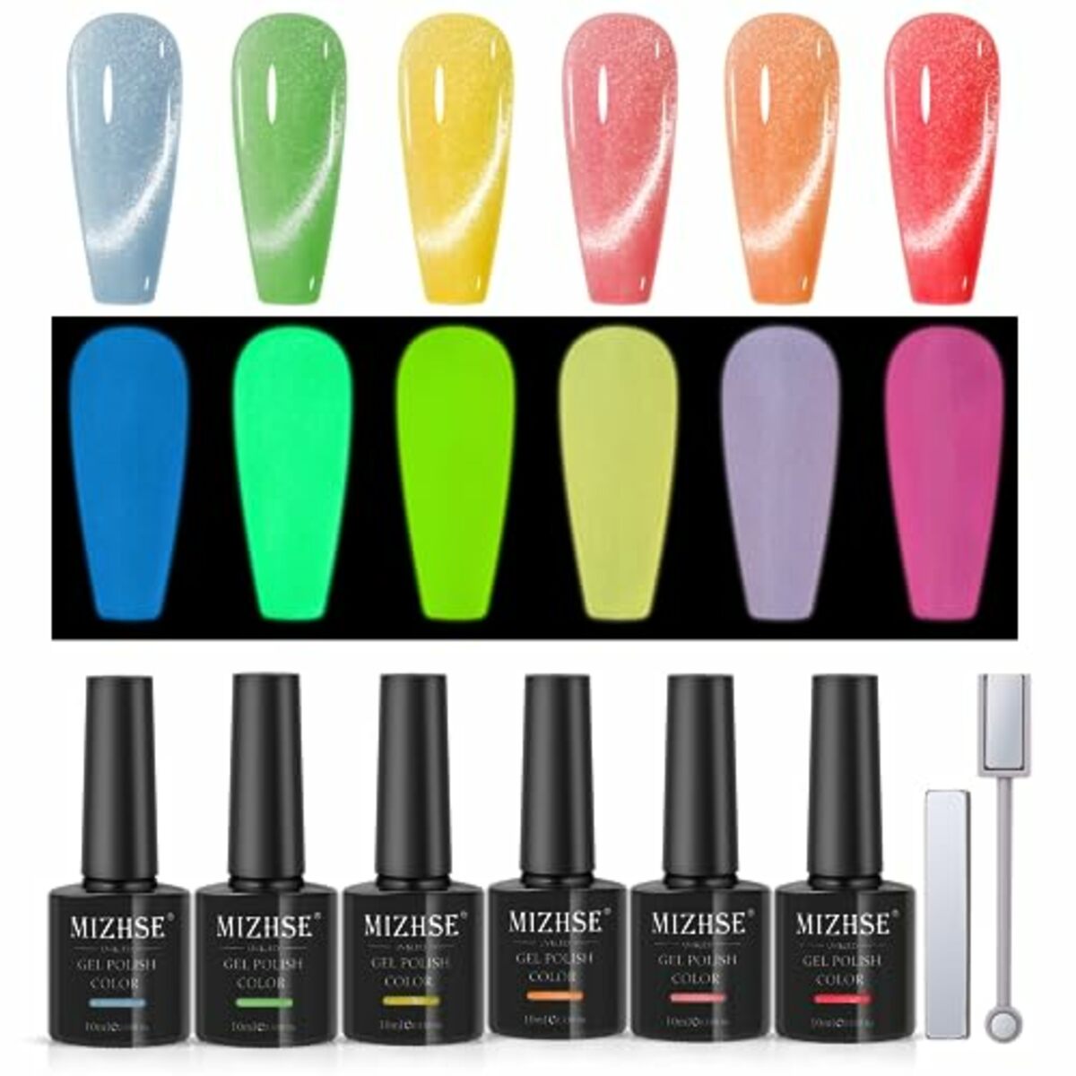 Bild 1 von MIZHSE Builder Gel für Nägel, Weiß Schimmernd Perlweiß Nagel