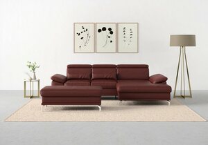 Sit&more Ecksofa Cabrio, mit Sitztiefen- und Armteilverstellung sowie Federkern, 2 Nierenkissen, Rot