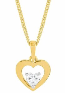 Amor Kette mit Anhänger Schmuck Geschenk Halskette Herz LIEBE, 2014399, Perfekt zu Kleid, Shirt, Jeans, Sneaker! Anlass Weihnachten Geburtstag, Gelb|goldfarben|weiß