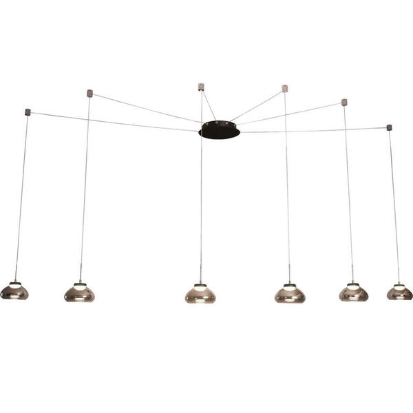Bild 1 von Fabas Luce Led-Pendelleuchte Arabella, Grau, Schwarz, Metall, Glas, 350 cm, ISO 9001, höhenverstellbar, Lampen & Leuchten, Leuchtenserien