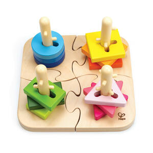 Puzzle, Mehrfarbig, Holz, Kunststoff, Schima, 19.7x19.7x11.6 cm, Reach, EN 71, Spielzeug, Kinderspielzeug, Kinderpuzzle