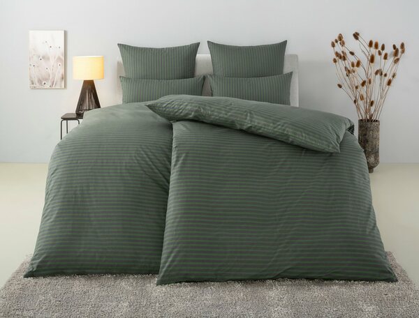 Bild 1 von Bettwäsche Jassen in Gr. 135x200 oder 155x220 cm, Bruno Banani, Renforcé, 3 teilig, moderne Bettwäsche aus Baumwolle, Bettwäsche mit Streifen-Design, Grün