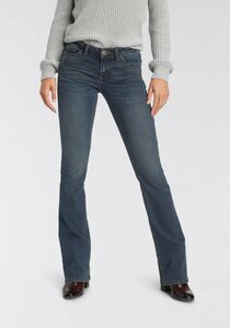 Arizona Bootcut-Jeans mit Keileinsätzen Low Waist, Blau