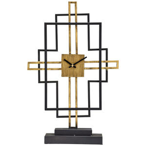Ambia Home Tischuhr, Schwarz, Gold, Metall, 32x49.5x11 cm, Dekoration, Uhren, Tischuhren
