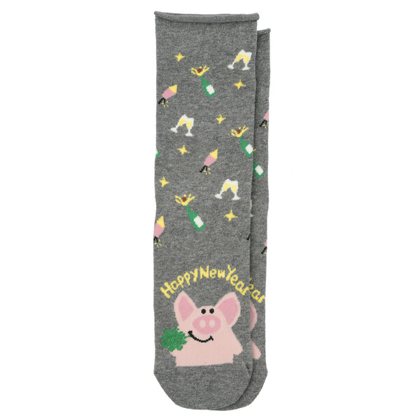 Bild 1 von 1 Paar Damen Socken mit Silvester-Motiv GRAU