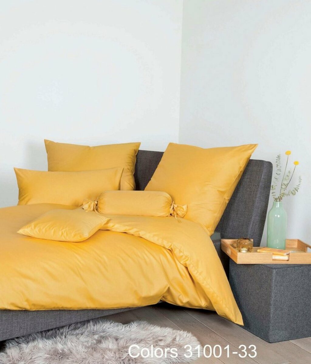 Bild 1 von Bettwäsche Colors 31001 in Gr. 135x200, 155x220 oder 200x200 cm, 100% Baumwolle, Janine, Mako-Satin, 2 teilig, feinfädige uni Bettwäsche für alle Jahreszeiten, Markenreißverschluss, Gelb