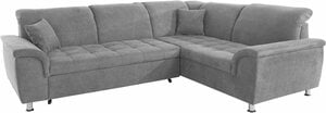 DOMO collection Ecksofa Franzi, wahlweise mit Kopfteilverstellung (dann Breite: 275 cm), Grau