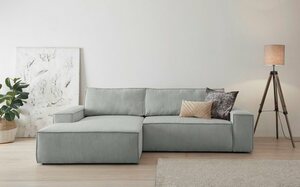 Home affaire Ecksofa SHERWOOD, mit Bett-Funktion (Liegefläche 210x136 cm), mit 2 losen Rückenkissen, Grau|silberfarben
