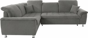 DOMO collection Ecksofa Franzi, wahlweise mit Kopfteilverstellung (dann Breite: 275 cm), Braun