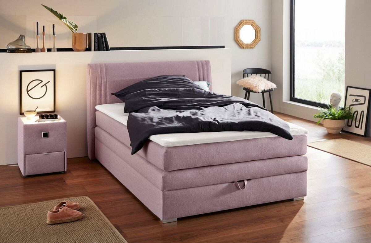 Bild 1 von Jockenhöfer Gruppe Boxspringbett Amira, mit Bettkasten und Topper, Rosa