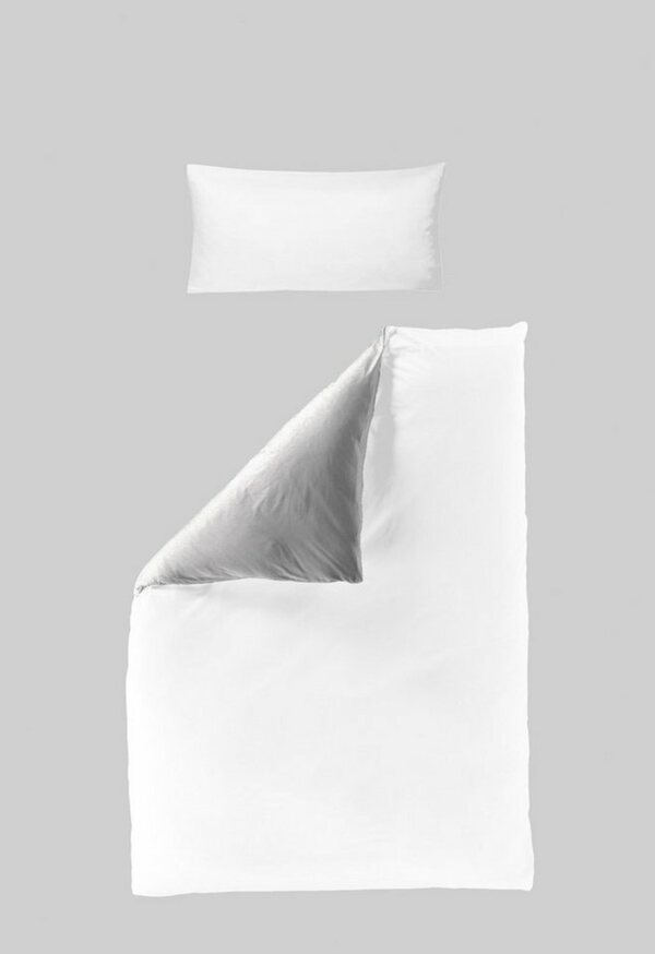 Bild 1 von Wendebettwäsche Modern Uni in Gr. 135x200 oder 155x220 cm, BIERBAUM, Renforcé, 2 teilig, Bettwäsche aus Baumwolle, moderne Bettwäsche mit Wendeoptik, Weiß