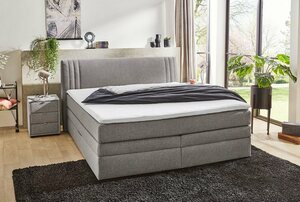 Jockenhöfer Gruppe Boxspringbett Amira, mit Bettkasten und Topper, Grau