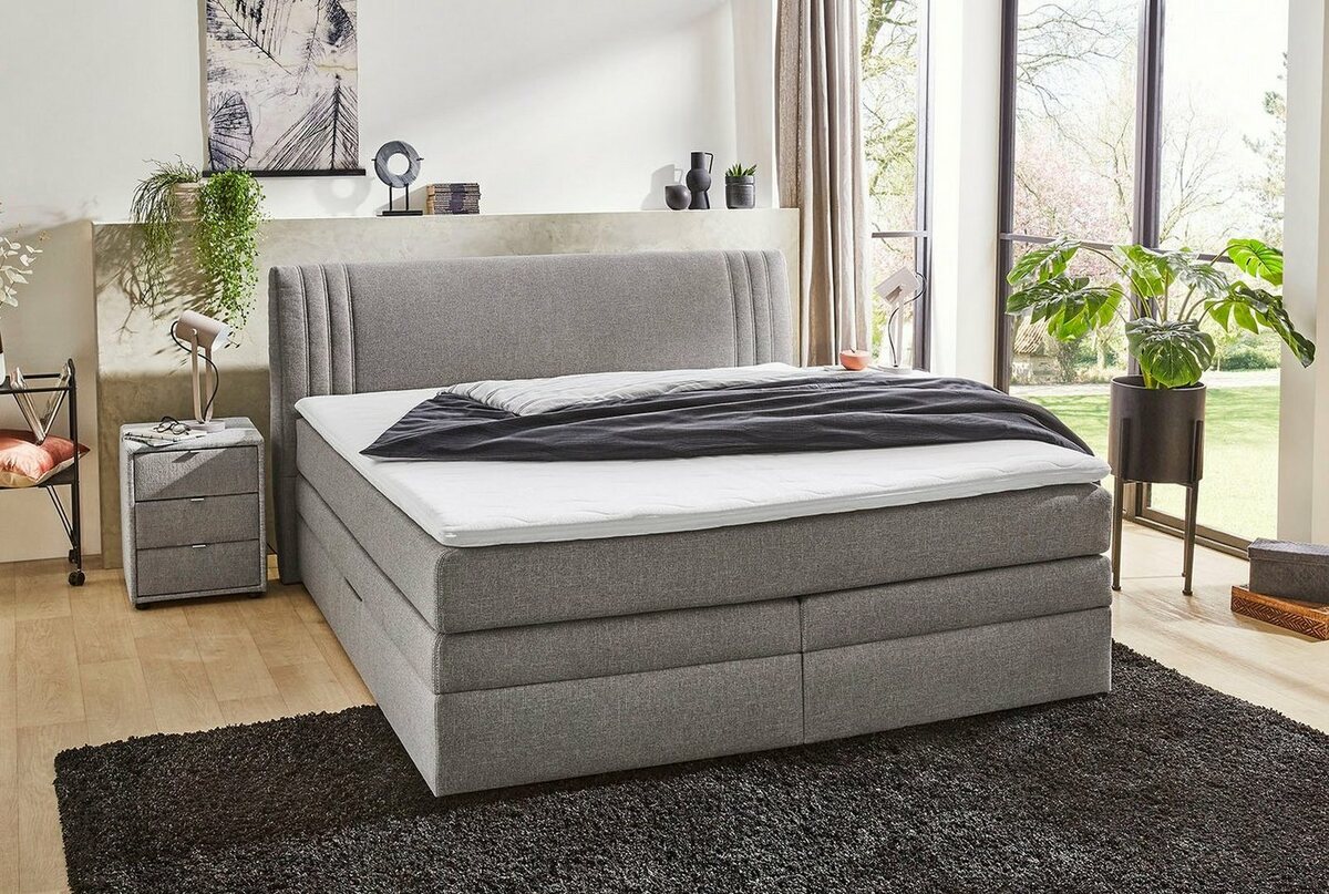 Bild 1 von Jockenhöfer Gruppe Boxspringbett Amira, mit Bettkasten und Topper, Grau