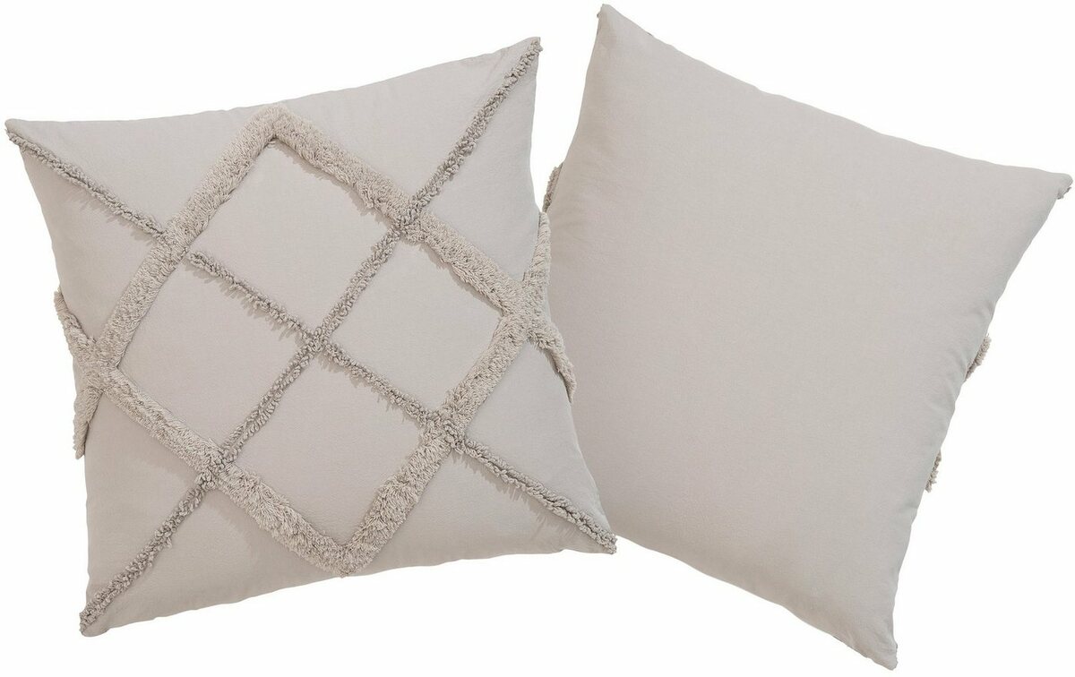 Bild 1 von OTTO products Dekokissen Monnia, unifarben, Kissenhüllen ohne Füllung mit Reißverschluss, 2 Stück, Grau