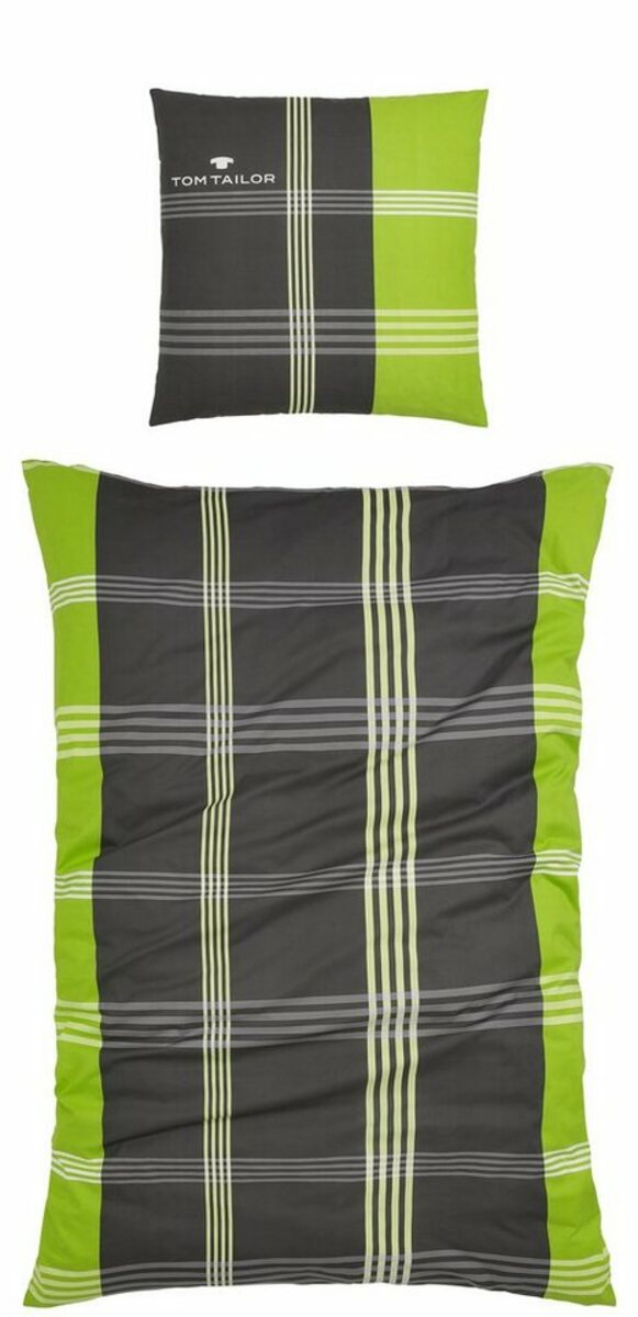 Bild 1 von Bettwäsche Ole in Gr. 135x200 oder 155x220 cm, TOM TAILOR HOME, Biber, 2 teilig, karierte Bettwäsche aus Baumwolle, mit Reißverschluss, Grün
