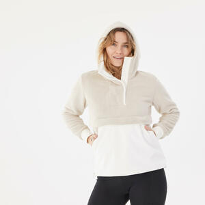 Fleecepullover Damen warm Winterwandern - SH900 beige Beige|weiß