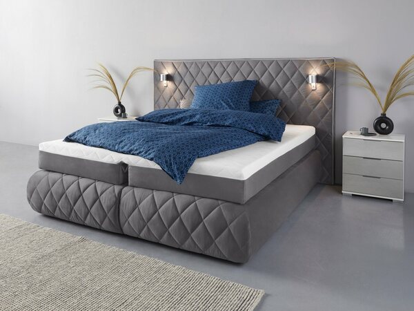Bild 1 von Places of Style Boxspringbett Alaric, wahlweise mit und ohne Leuchten, Obermatratze Tonnentaschenfederkern, Grau|silberfarben