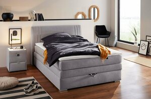 Jockenhöfer Gruppe Boxspringbett Amira, mit Bettkasten und Topper, Grau