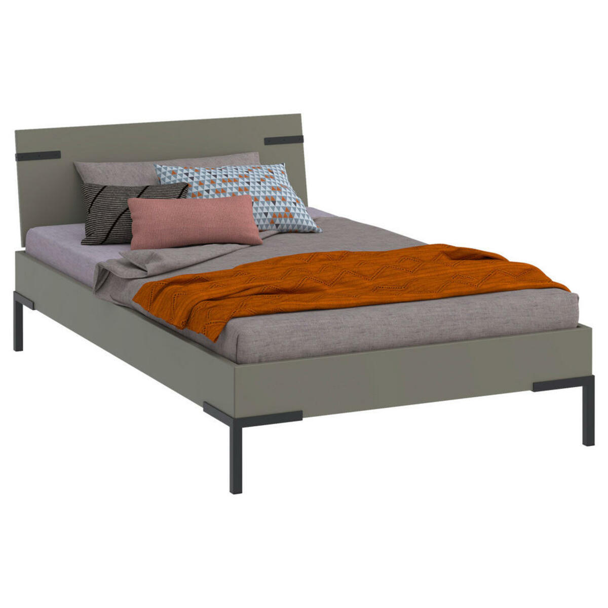 Bild 1 von Xora Bett Primolar, Grau, Grün, Metall, 120x200 cm, in verschiedenen Holzdekoren erhältlich, Größen für Lattenrost geeignet, Schlafzimmer, Betten, Futonbetten