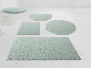 Badematte Dalia Home affaire, Höhe 4 mm, fußbodenheizungsgeeignet, schnell trocknend, strapazierfähig, Baumwolle, halbrund, Baumwolle, Badteppich, Badematten auch als 2-teiliges Set erhältlich, G