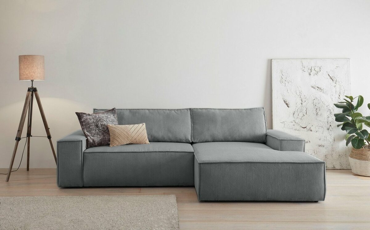 Bild 1 von Home affaire Ecksofa SHERWOOD, mit Bett-Funktion (Liegefläche 210x136 cm), mit 2 losen Rückenkissen, Grau