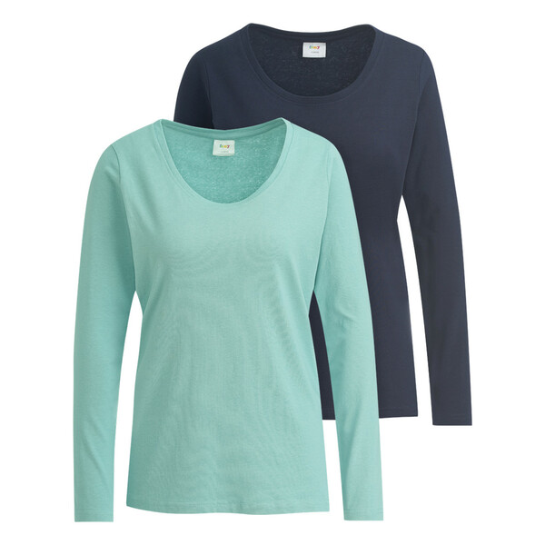 Bild 1 von 2 Damen Langarmshirts im Basic-Style DUNKELBLAU / MINT