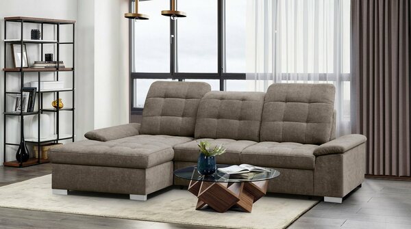 Bild 1 von WERK2 Ecksofa Carmen, mit Bettfunktion & Kopfteilverstellung, optional Sitztiefenverstellung, Beige|braun