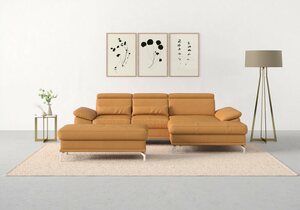 Sit&more Ecksofa Cabrio, mit Sitztiefen- und Armteilverstellung sowie Federkern, 2 Nierenkissen, Gelb