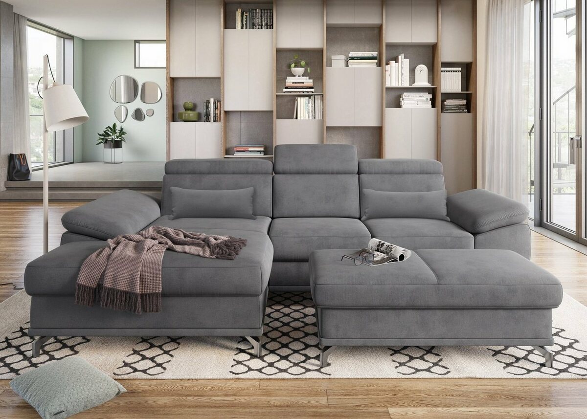 Bild 1 von sit&more Ecksofa Cabrio, mit Sitztiefen- und Armteilverstellung sowie Federkern, 2 Nierenkissen