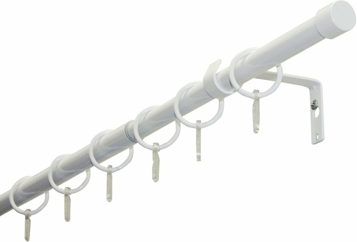 Bild 1 von Gardinenstange Gardinenstangen Set Metall, GARDINIA, Ø 19 mm, 1-läufig, ausziehbar, verschraubt, Aluminium, 1-Lauf, Weiß