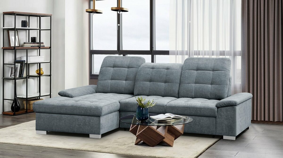 Bild 1 von WERK2 Ecksofa Carmen, mit Bettfunktion & Kopfteilverstellung, optional Sitztiefenverstellung, Grau